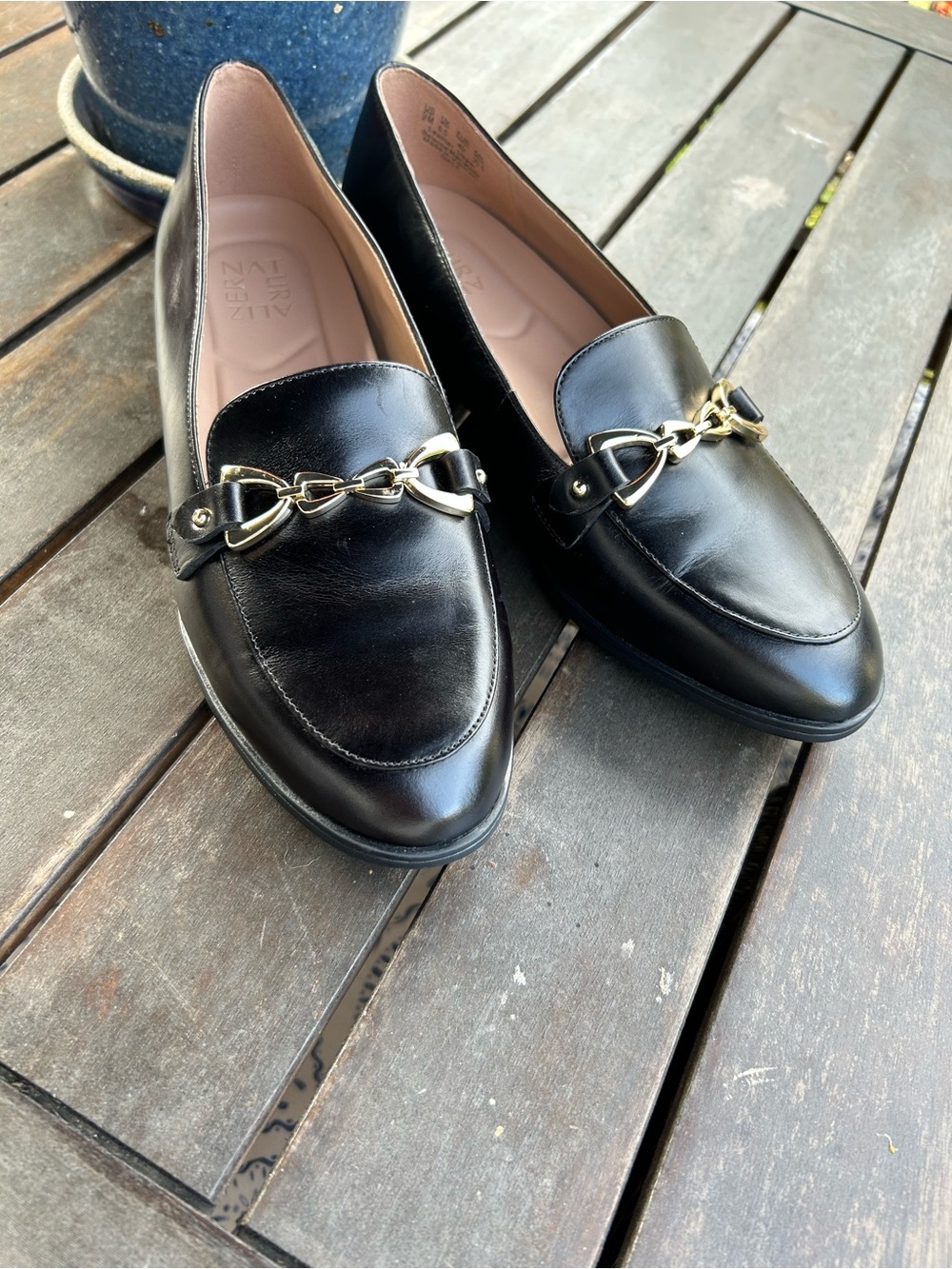 New leather flats by Naturalizer with metal embellishments on front